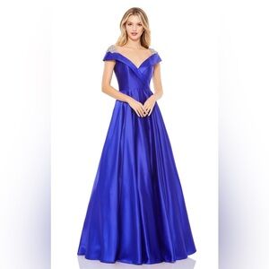 MAC DUGGAL Embellished Cap Sleeve V Neck A Line Gown size 10 Style # 49239